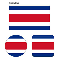 Fototapeta premium Flag of Costa Rica. Correct proportions, elements, colors. Set of icons, square, button. Vector illustration on white background.