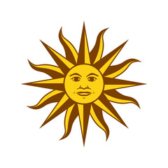 Uruguay Sun Of May. Symbol of Uruguay. Vector illustration on white background.