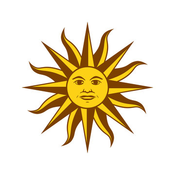 Uruguay Sun Of May. Symbol of Uruguay. Vector illustration on white background.