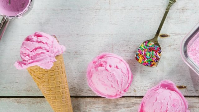 Above view pink ice cream