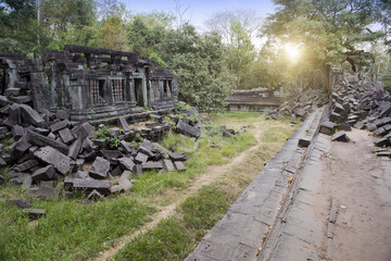 Fototapeta na wymiar Beng Mealea temple ruin in the Koh Ker complex, Siem Reap, Cambodia..
