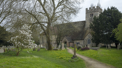 Fototapeta na wymiar Spring view of St Marys Our Lady Church, Sidlesham, West Sussex, UK