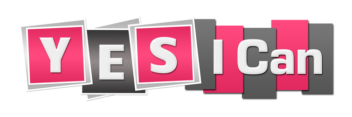 Yes I Can Pink Grey Stripes Squares 