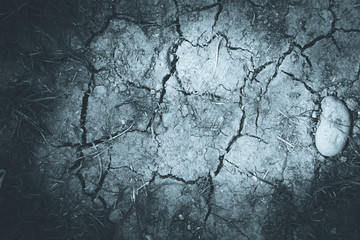 Vertrockneter, ausgelaugter Boden, Dürre / Desertifikation, schwarz weiß