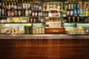 Interior Of Bar. Classic bar counter.