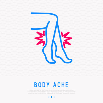 Pain in legs thin line icons. Modern vector illustration of body ache.