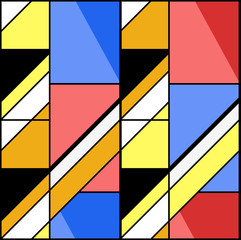 Color abstract seamless geometric pattern. Modular painting with four panels. Background in the abstractionism style. Vector illustration.