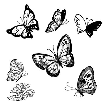 Set of abstract butterflies