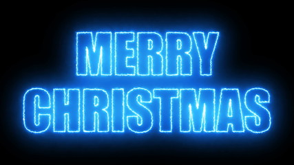 Merry christmas text on black, 3d rendering background, computer generating for holidays festive design