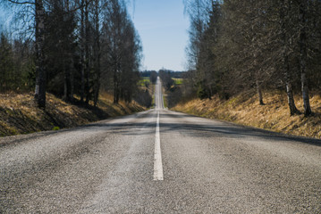 Old straight road, early spring landscape