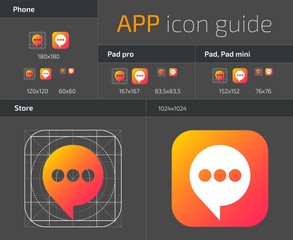 UI IOS button icons design guidelines for web and mobile app vector template - obrazy, fototapety, plakaty