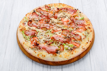 pizza Carbonara with bacon