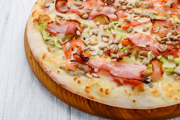 pizza Carbonara with bacon