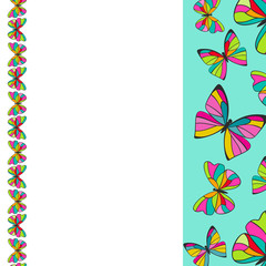Fototapeta na wymiar Colorful Butterflies Border Background Design