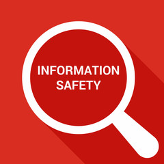 Safety Concept: Magnifying Optical Glass With Words Information Safety