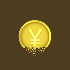 Cracked Yen coin