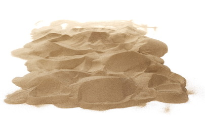 Pile dry desert sand isolated on white background