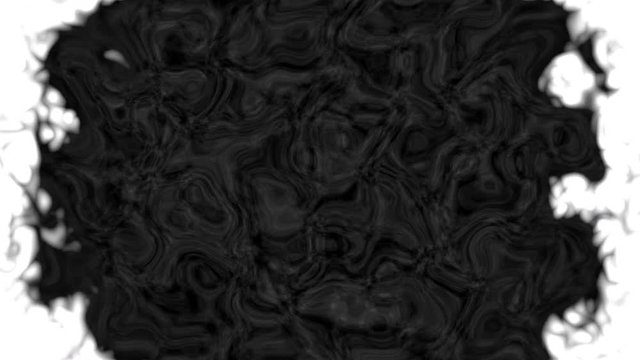 Fractal ink drop in water. Mask pattern with black animation for horror