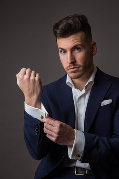 Man in shirt with cufflinks