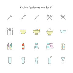 simple color line kitchen appliances icon set. household illustration collection.