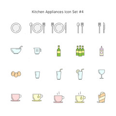 simple color line kitchen appliances icon set. household illustration collection.