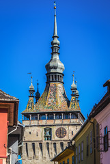 Obraz premium Famous Clock Tower in Sighisoara town in Romania