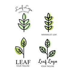 Set of thin line leaf icons vector