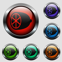 lemon vector icon on color glass buttons