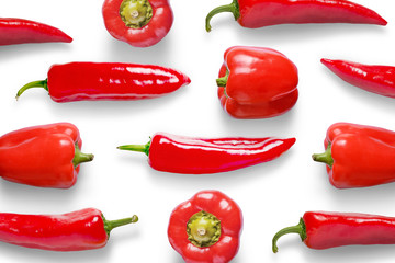 Red peppers on a white background