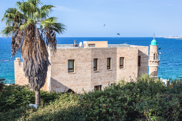 minaret of Al-Bahr mosque mosque in Jaffa; Tel Aviv, Israel