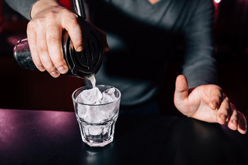 bartender prepares a cocktail
