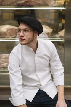 Stylish Handsome Man In Cap And Glasses