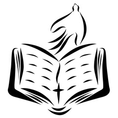 Dove rising from the Bible