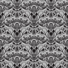 Seamless detailed lace pattern on white background
