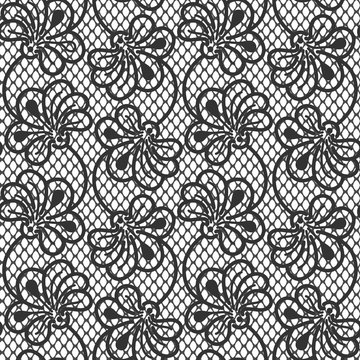 Seamless flower lace pattern on white background