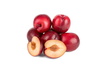 Sweet red plum isolated on white background cutout - 201860926