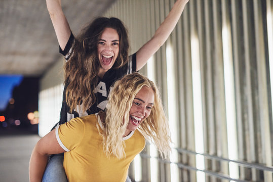 Young Women Having A Fun Night Out In The City