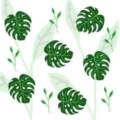 Fototapeta na wymiar Set of palm leaves silhouettes isolated on white background