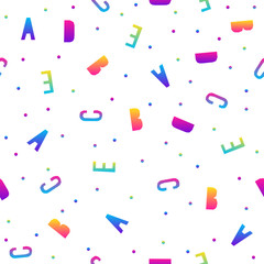 Abstract rainbow seamless pattern background. Modern futuristic illustration for birthday card, party invitation, wallpaper, holiday wrapping paper, fabric, bag print, t shirt,  workshop advertising.