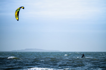 Kite surfer working the wind in Bournemouth.