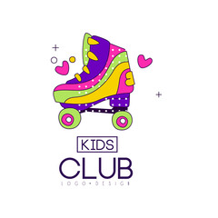 Kids club logo design, bright badge for development, educational or sport center vector Illustration on a white background