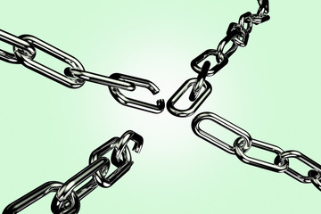 3D rendering of a broken chain