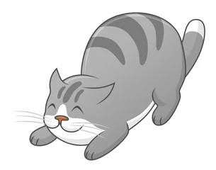 Gordijnen Cartoon cute stretching cat © alekseymartynov