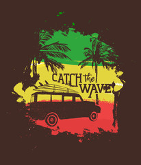 Naklejka premium Surfer beach vacation vintage design with quote