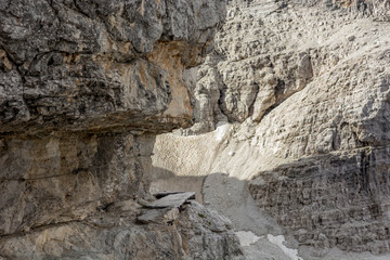 Mountain path carved into rock.