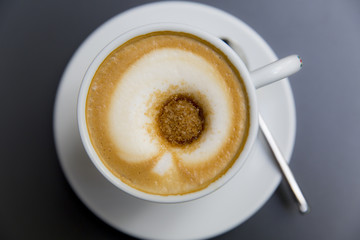 cup of coffee on a gray background