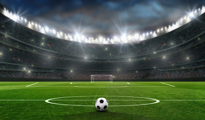Naklejka premium boisko do piłki nożnej z celem piłki nożnej