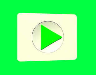 Start button 3D illustration on green background. Collection.