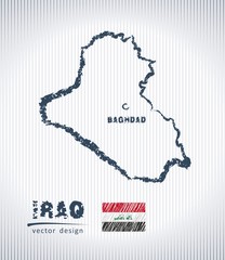 Iraq national vector drawing map on white background