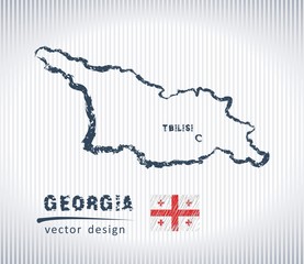 Georgia vector chalk drawing map isolated on a white background